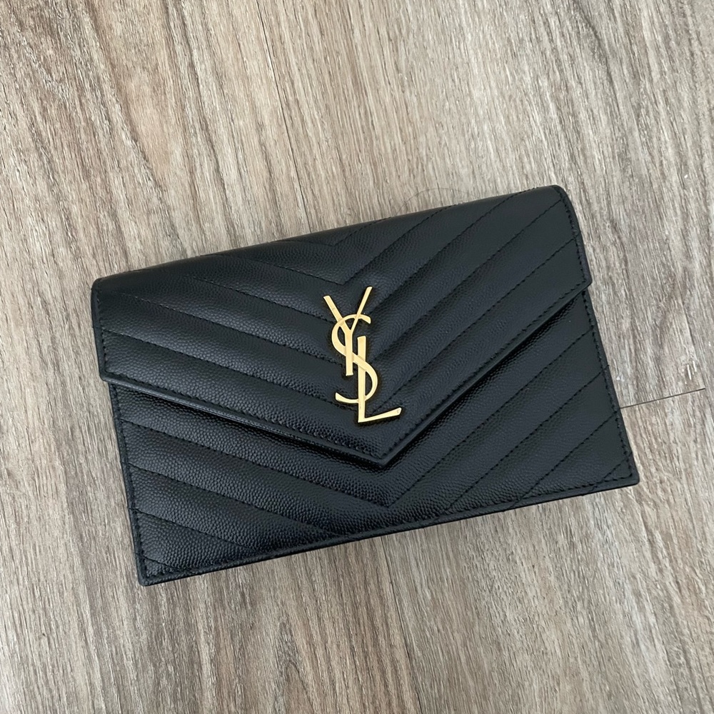 Ysl Wallet On Chain Black Gem